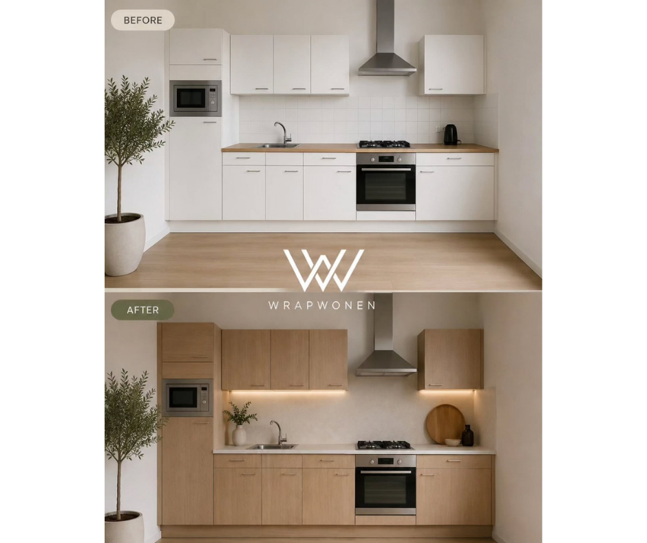Keuken wrappen houtlook